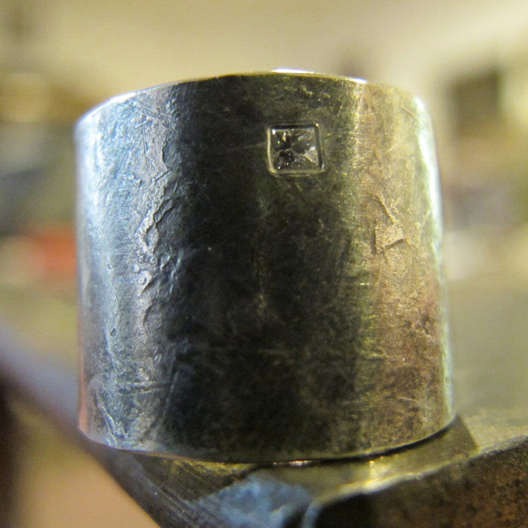 Textured Ring with Princess cut setting