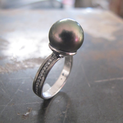 Black Pearl Custom Engagement Ring