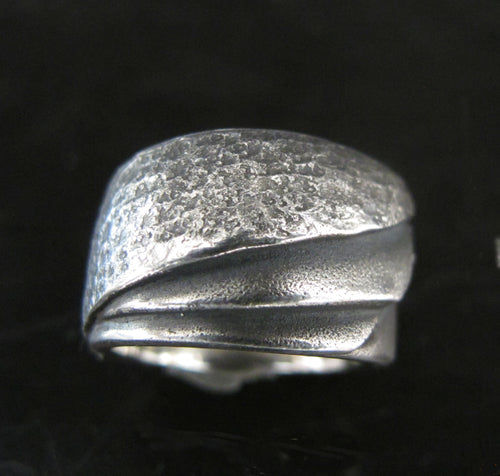 Hammered Deco Wing  Wedding Band
