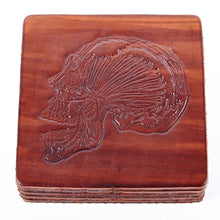 Square  Leather Drink Coaster/Skull